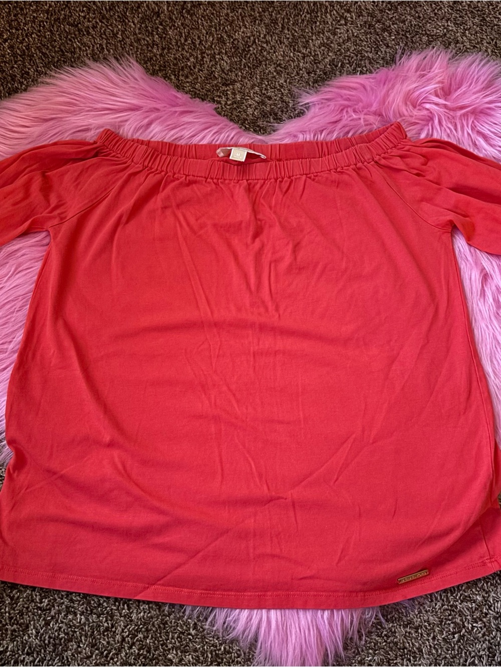 Michael Kors Red Off Shoulder Medium Bell Sleeve Boho Top Medium